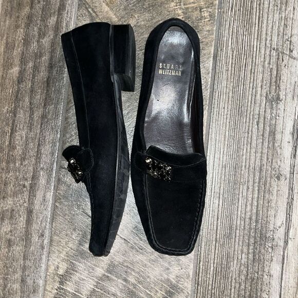 Stuart Weitzman black suede leather loafers - Picture 1 of 4